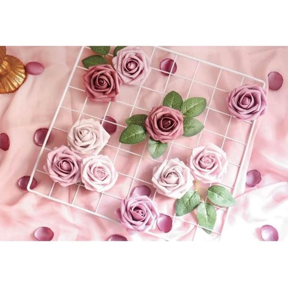 25 count | Shades of Mauve Ombre Colors Dusty Pink Roses Wedding Flowers Bouquet - Picture 4 of 4